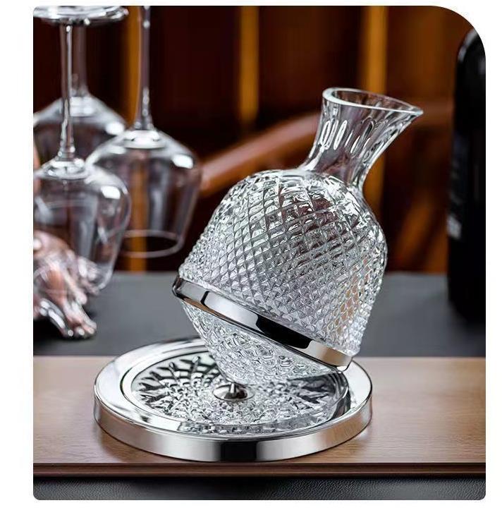 1500ML Crystal Glass 360 Rotating Decanter Top Tumbler High-end Wine Dispenser Mirror Jug Gift Bar Party Decor Art Glassware