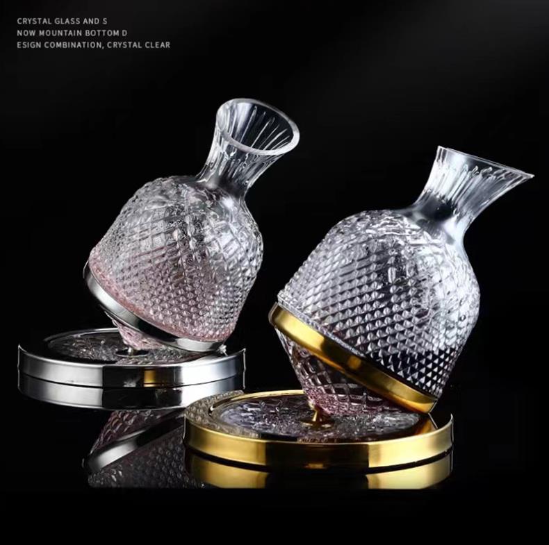 1500ML Crystal Glass 360 Rotating Decanter Top Tumbler High-end Wine Dispenser Mirror Jug Gift Bar Party Decor Art Glassware