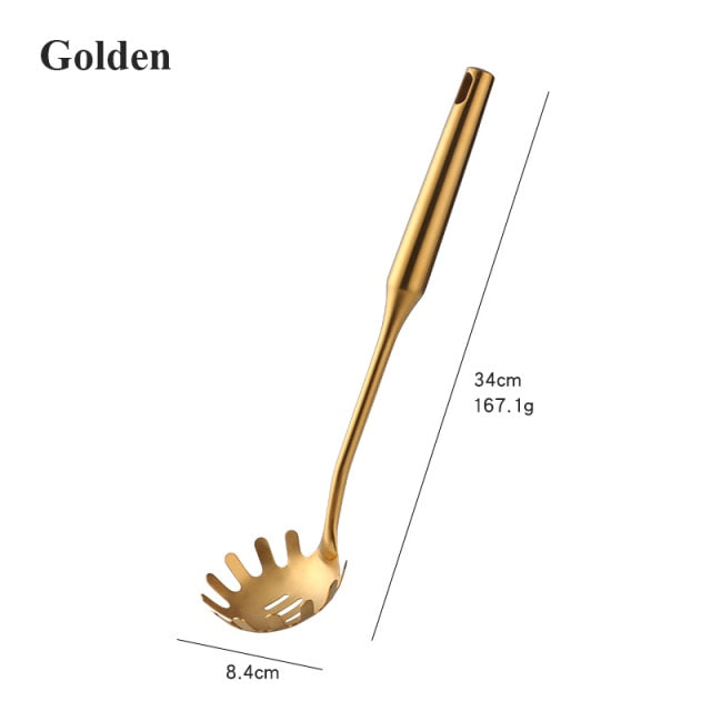 1pc Gold Kitchenware Set Long Handle Cooking Tools