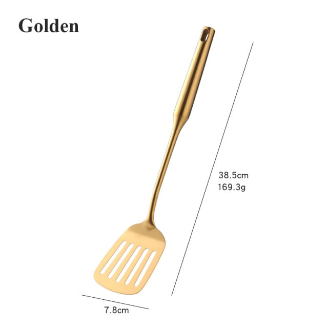 1pc Gold Kitchenware Set Long Handle Cooking Tools