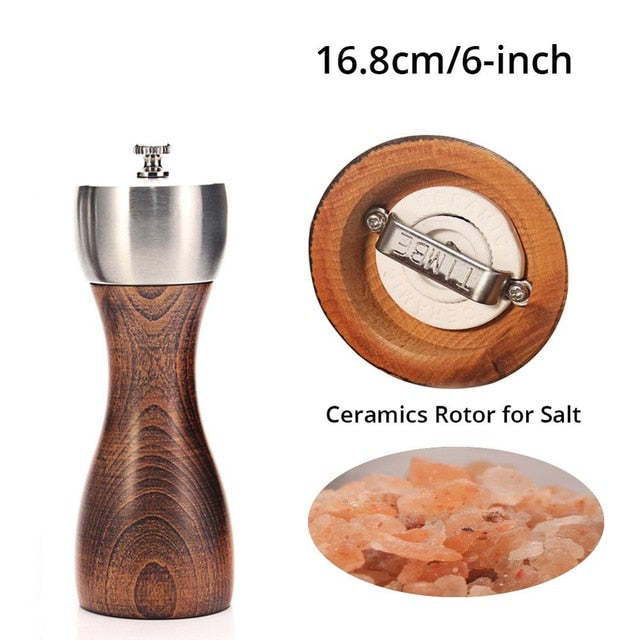 Wood Salt and Pepper Grinder - Wooden Mills, Gourmet Precision Mechanisms and Premium Sea Salt & Peppercorns