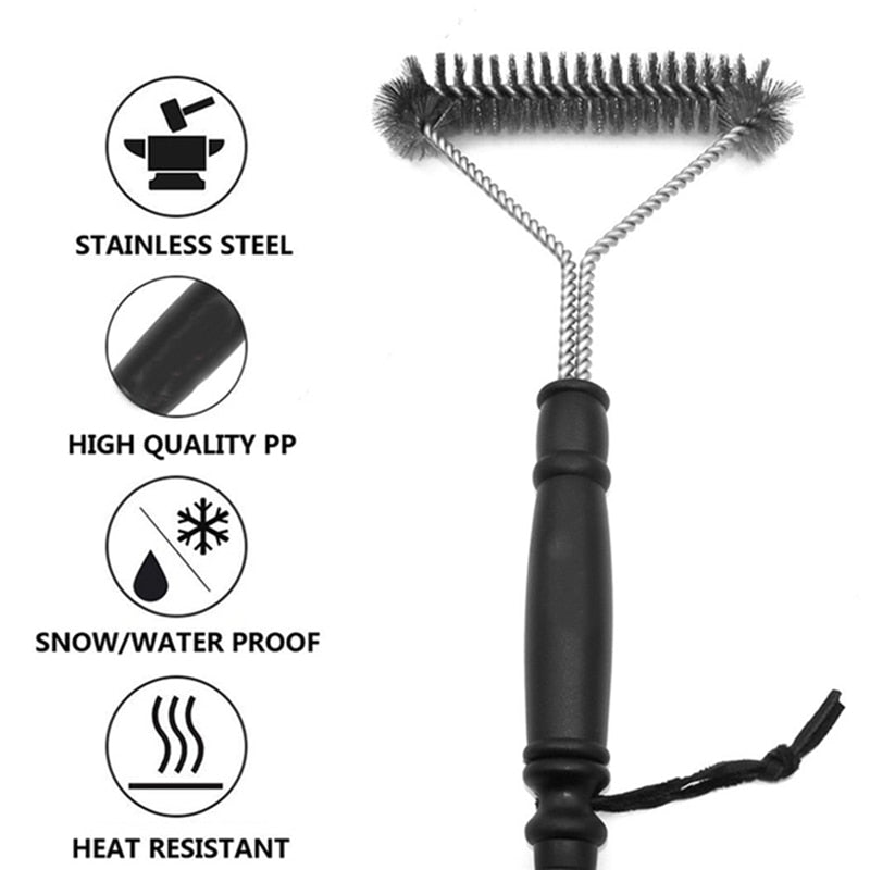 Kitchen Accessories BBQ Grill Barbecue Kit Cleaning Brush Stainless Steel Cooking Tools Wire Bristles Triangle Cleaning Brushes