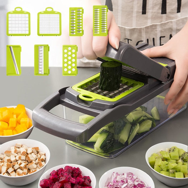 Upgrade Multifunction Vegetable Cutter Kitchen Gadgets Garlic Press Steel Blade Potato Peeler Carrot Grater Kitchen Accessories