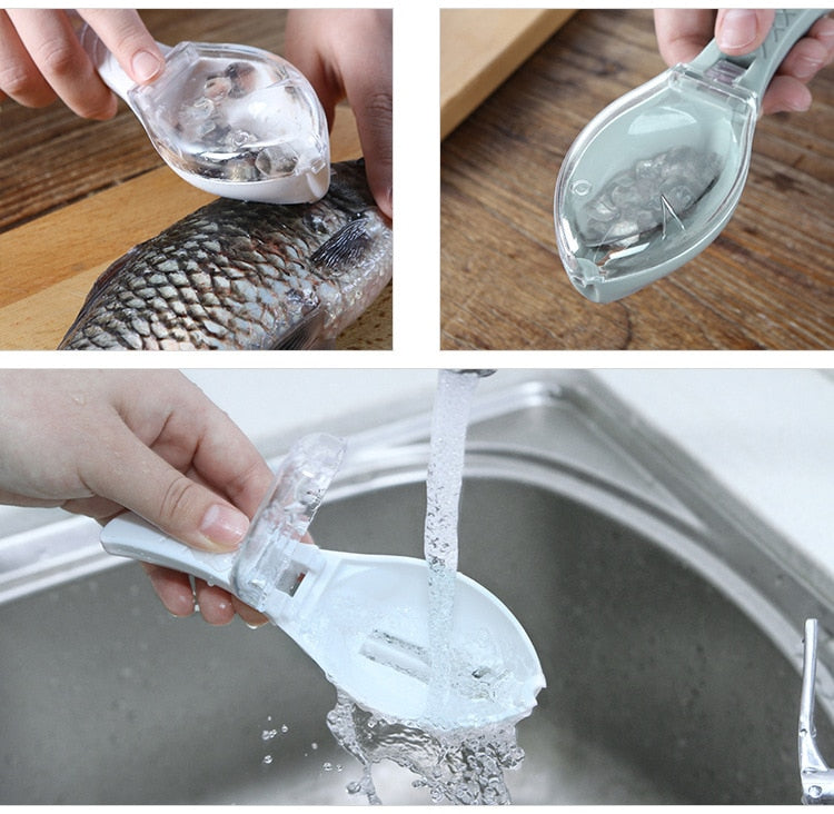 Fish Cleaning Scraping Scales With Knife Device Home Kitchen Cleaning Tools Fish Scale Peeler Scraper Mutfak malzemeleri Brush