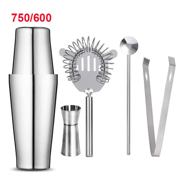 UPORS 2Pcs/Set Boston Shaker 750/600/450ml Stainless Steel Cocktail Shaker Bartender Tool Cocktail Boston Shaker Bar Accessories