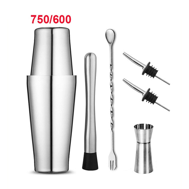 UPORS 2Pcs/Set Boston Shaker 750/600/450ml Stainless Steel Cocktail Shaker Bartender Tool Cocktail Boston Shaker Bar Accessories