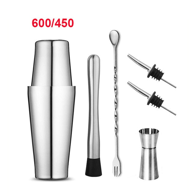 UPORS 2Pcs/Set Boston Shaker 750/600/450ml Stainless Steel Cocktail Shaker Bartender Tool Cocktail Boston Shaker Bar Accessories