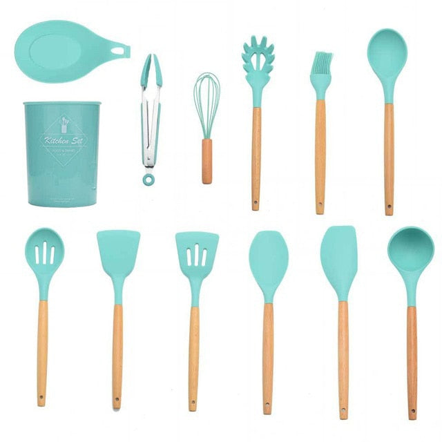Silicone Kitchenware Cooking Utensils Set Heat Resistant Kitchen Non-Stick