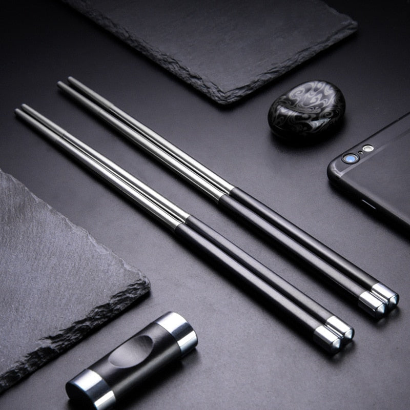 Zollor 1 Pair Silver Iron Alloy Non-slip Chopsticks Home Hotel Restaurant Portable Healthy Food Stick For Sushi Chopsticks