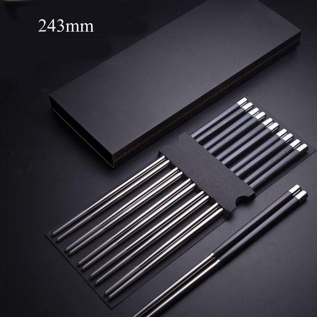 Zollor 1 Pair Silver Iron Alloy Non-slip Chopsticks Home Hotel Restaurant Portable Healthy Food Stick For Sushi Chopsticks