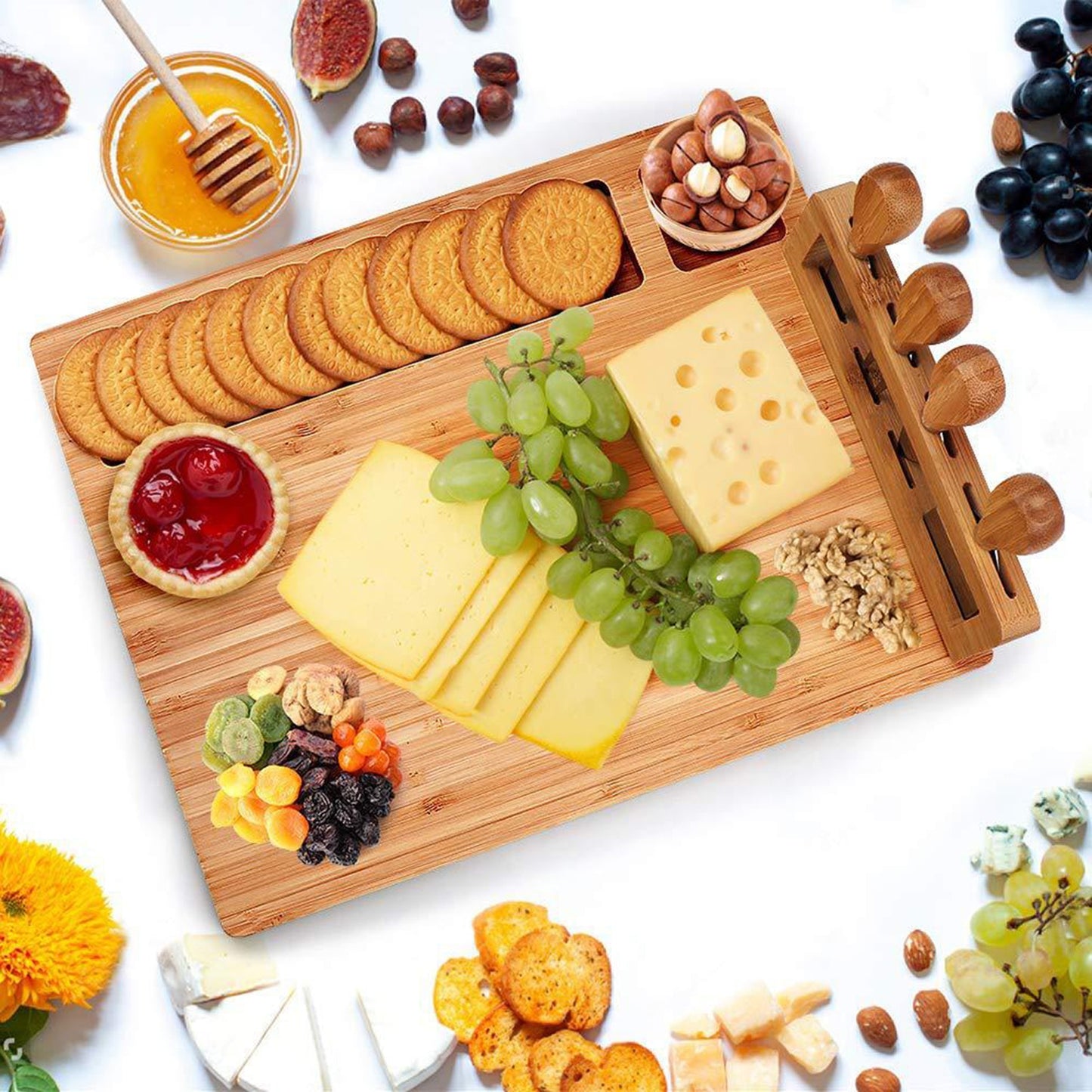 Chopping Board Bamboo Cheese Board Set Meat Charcuterie Platter Serving Tray