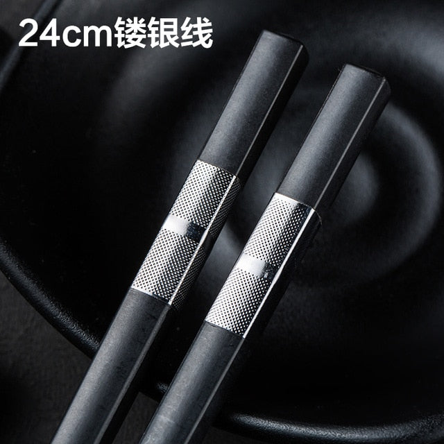 1 Pair Chinese style chopsticks tableware food stick alloy Catering utensils sushi sticks Non-slip Household Kitchen Utensils