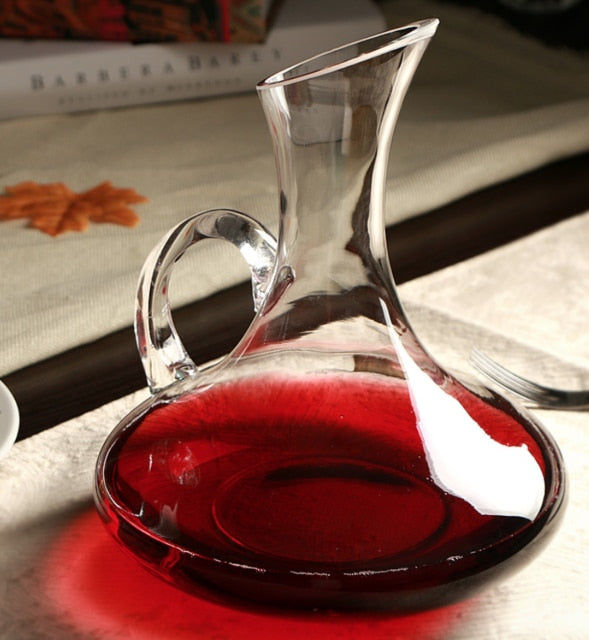 1000ML Superior Flat Base Red Wine Decanter Handmade Crystal Wine Pourer Premium Water Carafe Thickened Wall