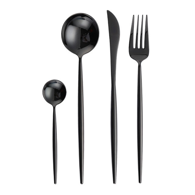 Gold Cutlery Set Forks Spoons Knives Tableware Steel Cutlery Set Stainless Steel Dinnerware Set Chopstick Spoon Knife Fork