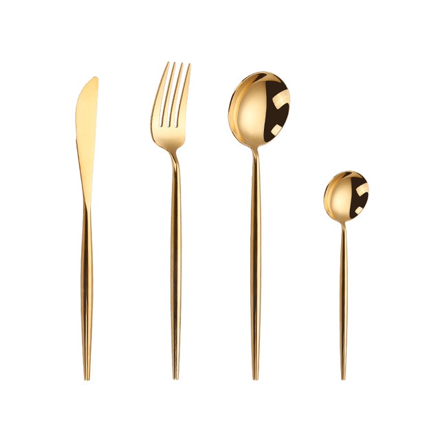 Gold Cutlery Set Forks Spoons Knives Tableware Steel Cutlery Set Stainless Steel Dinnerware Set Chopstick Spoon Knife Fork