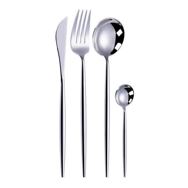 Gold Cutlery Set Forks Spoons Knives Tableware Steel Cutlery Set Stainless Steel Dinnerware Set Chopstick Spoon Knife Fork