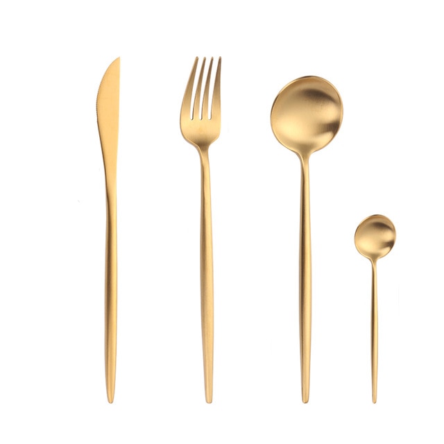 Gold Cutlery Set Forks Spoons Knives Tableware Steel Cutlery Set Stainless Steel Dinnerware Set Chopstick Spoon Knife Fork