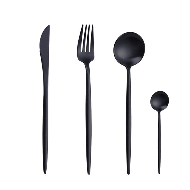 Gold Cutlery Set Forks Spoons Knives Tableware Steel Cutlery Set Stainless Steel Dinnerware Set Chopstick Spoon Knife Fork