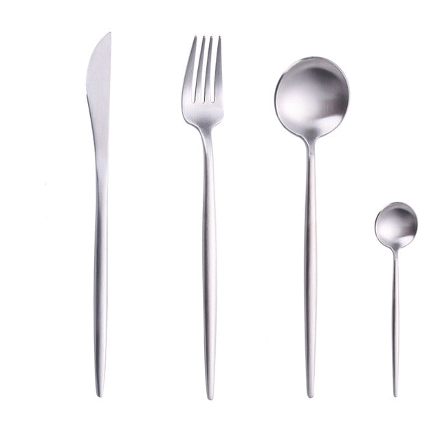 Gold Cutlery Set Forks Spoons Knives Tableware Steel Cutlery Set Stainless Steel Dinnerware Set Chopstick Spoon Knife Fork