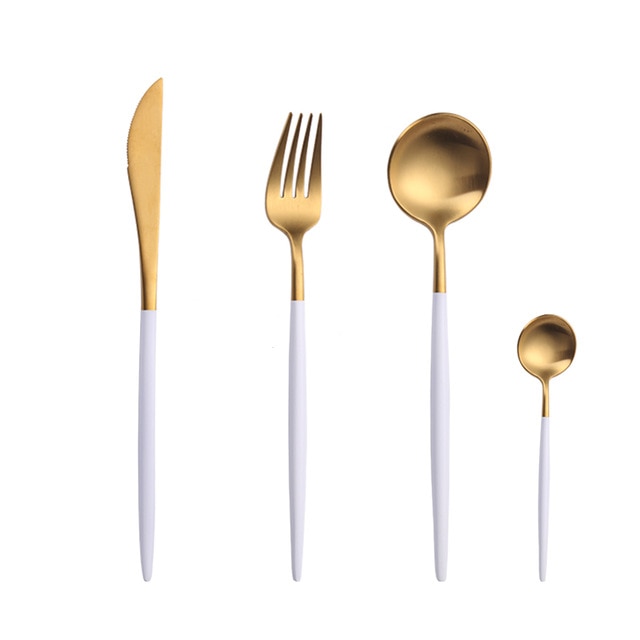Gold Cutlery Set Forks Spoons Knives Tableware Steel Cutlery Set Stainless Steel Dinnerware Set Chopstick Spoon Knife Fork