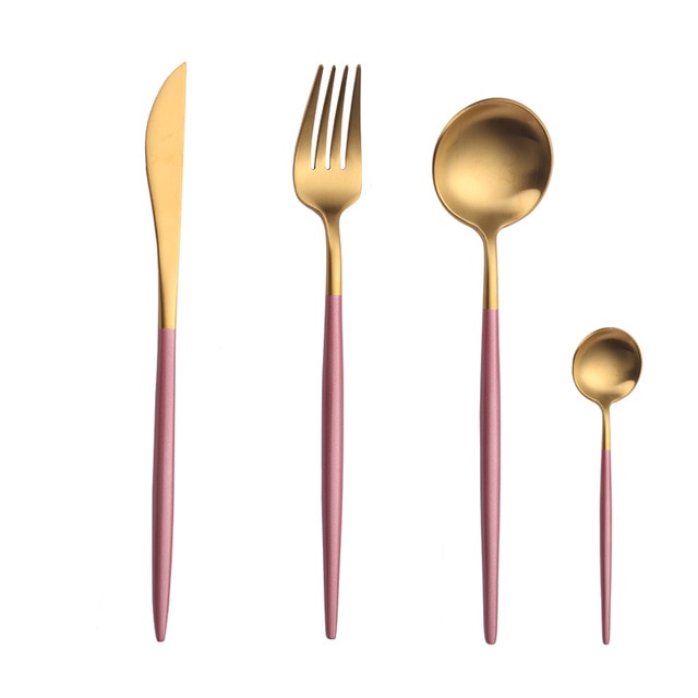 Gold Cutlery Set Forks Spoons Knives Tableware Steel Cutlery Set Stainless Steel Dinnerware Set Chopstick Spoon Knife Fork