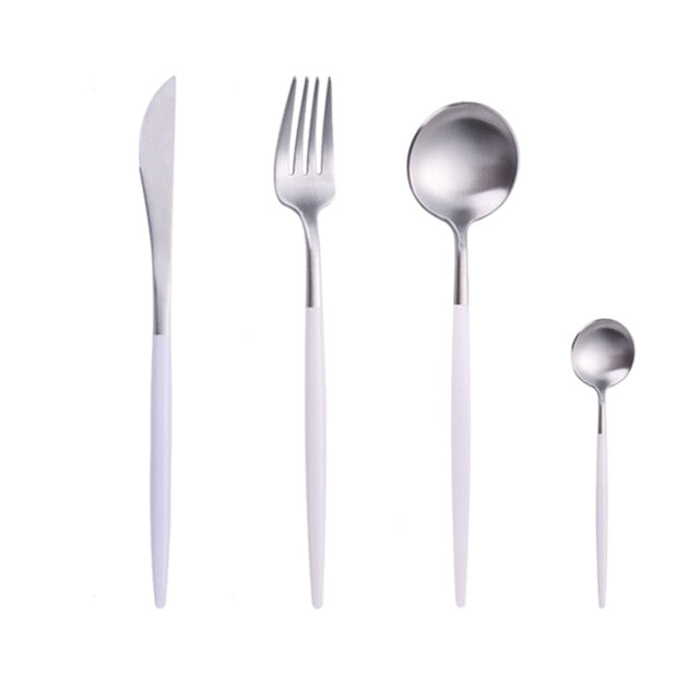 Gold Cutlery Set Forks Spoons Knives Tableware Steel Cutlery Set Stainless Steel Dinnerware Set Chopstick Spoon Knife Fork