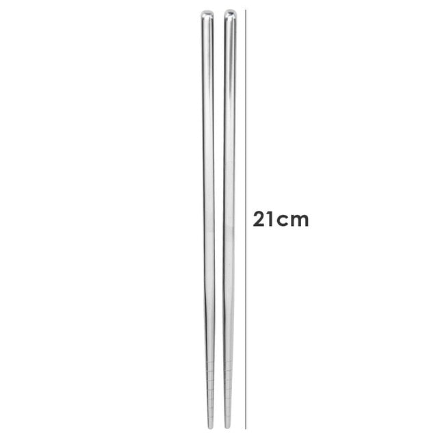 1 Pair Stainless Steel Chinese Chopsticks Non-Slip Reusable Metal Chopstick for Sushi Hashi Food Sticks Tableware Kitchen Tool