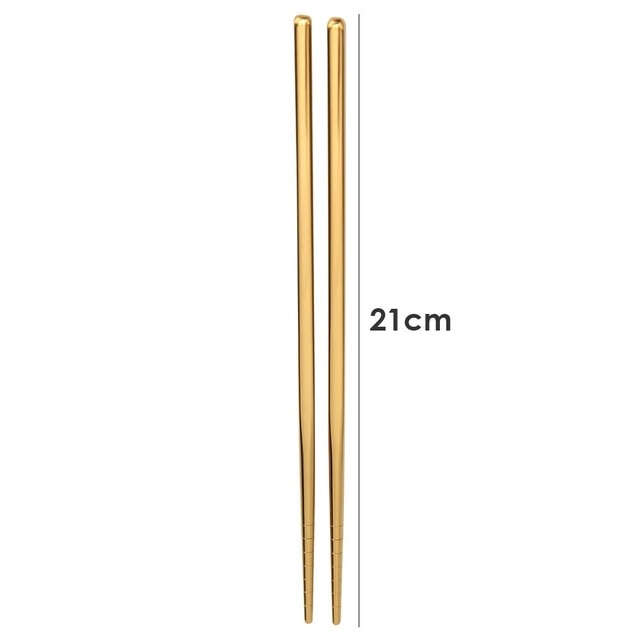 1 Pair Stainless Steel Chinese Chopsticks Non-Slip Reusable Metal Chopstick for Sushi Hashi Food Sticks Tableware Kitchen Tool