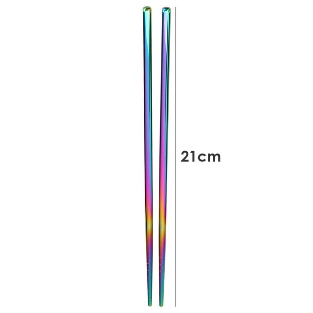 1 Pair Stainless Steel Chinese Chopsticks Non-Slip Reusable Metal Chopstick for Sushi Hashi Food Sticks Tableware Kitchen Tool