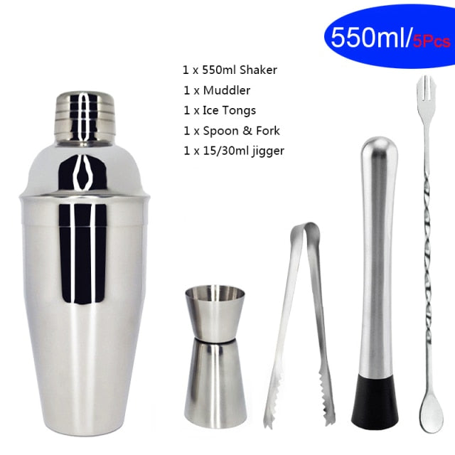 1-14 Pcs/set 600ml 750ml Stainless Steel Cocktail Shaker Mixer Drink Bartender Browser Kit Bars Set Tools With Wine Rack Stand