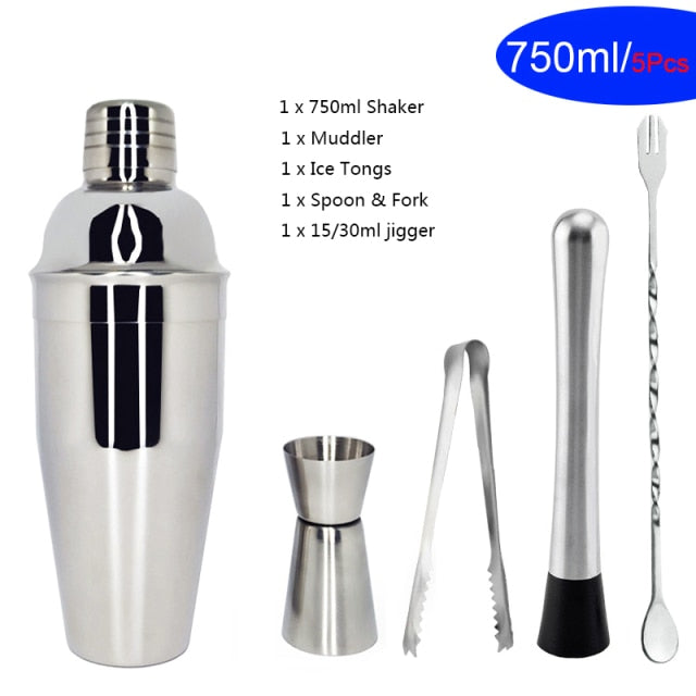 1-14 Pcs/set 600ml 750ml Stainless Steel Cocktail Shaker Mixer Drink Bartender Browser Kit Bars Set Tools With Wine Rack Stand