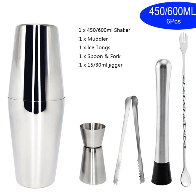 1-14 Pcs/set 600ml 750ml Stainless Steel Cocktail Shaker Mixer Drink Bartender Browser Kit Bars Set Tools With Wine Rack Stand