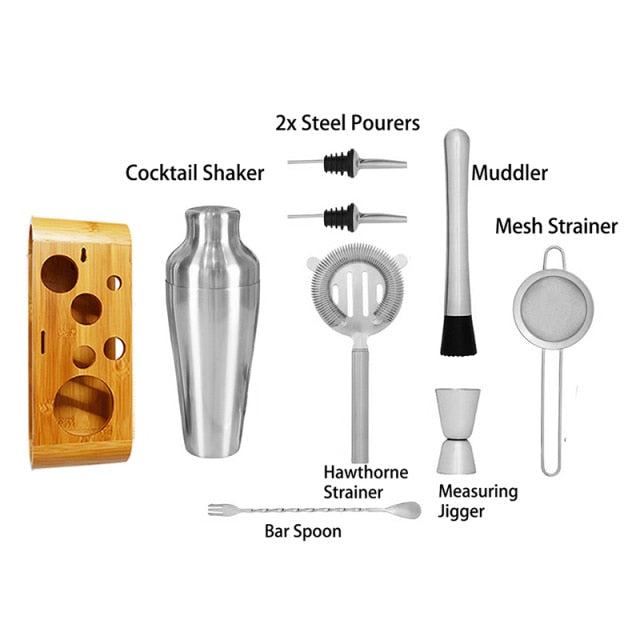 Cocktail Set, Cocktail Making Set, Parisian Matte Black 9 Piece Stainless Steel Cocktail Shaker Set, Bar Tool