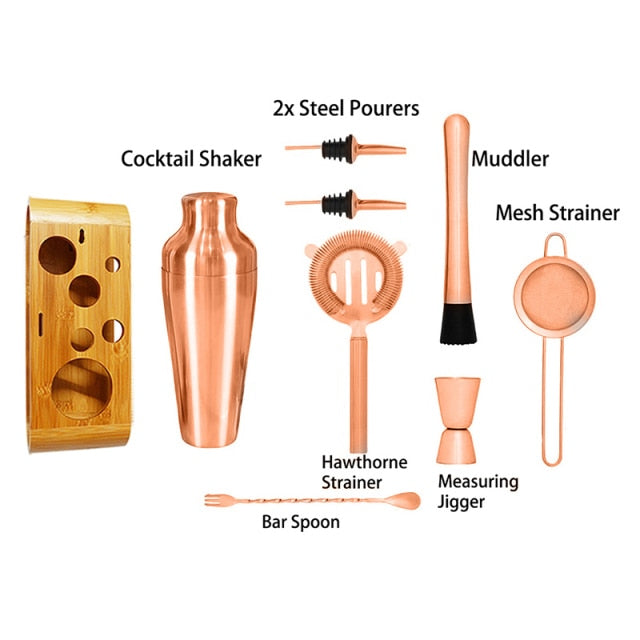 Cocktail Set, Cocktail Making Set, Parisian Matte Black 9 Piece Stainless Steel Cocktail Shaker Set, Bar Tool
