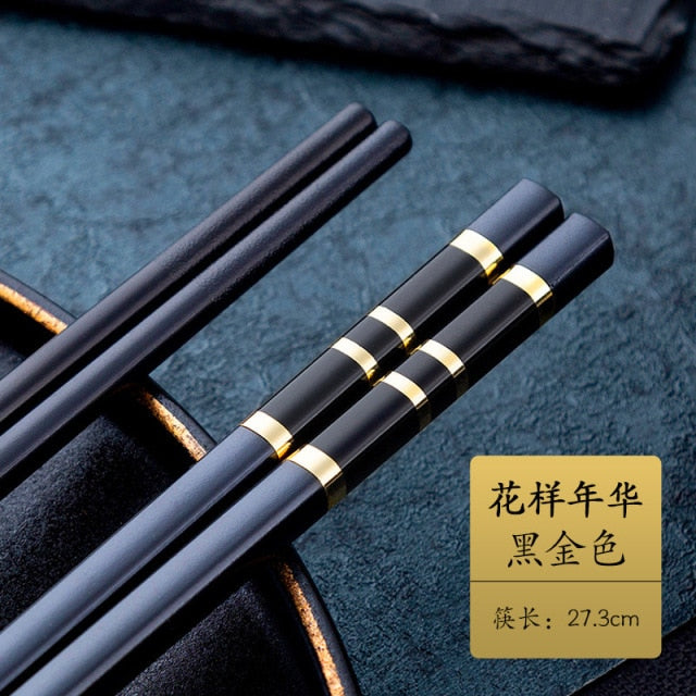 1 Pair Alloy Chopsticks Sushi Sticks Tableware Chinese Food Stick Catering Utensils Non-slip Household Kitchen Utensils