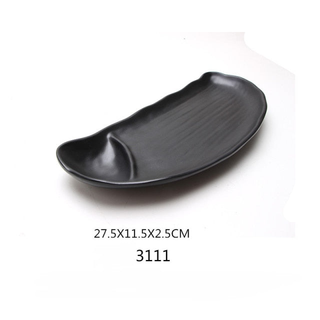 1pcs black melamine sushi bar snack tableware barbecue buffet dish wine sushi fruit tray kitchen supplies