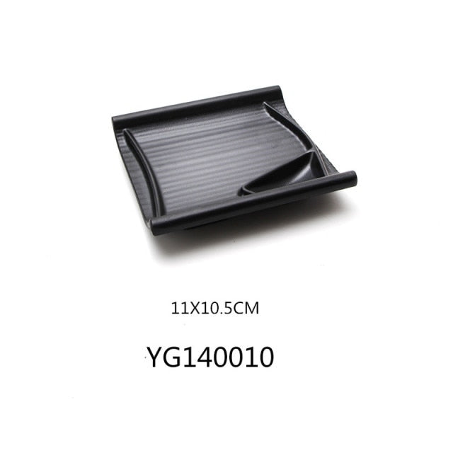 1pcs black melamine sushi bar snack tableware barbecue buffet dish wine sushi fruit tray kitchen supplies