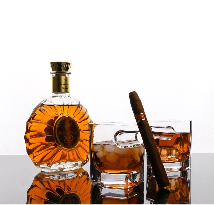 2 PCS Crystal Glass Spirit Cup With Cigar Holder