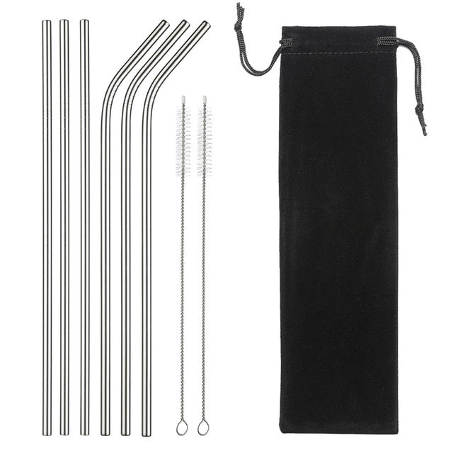 304 Stainless Steel Straw Reusable Metal Drinking Straws Set Wholesale With Cleaning Brush Party Bar Accessory Eco Friendly New