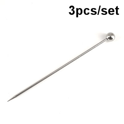 3ps Cocktail Pick Stainless Steel Fruit Sticks Bar Tools Drink Stirring Sticks Martini Picks Party Wedding Accessory