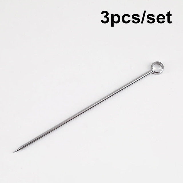 3ps Cocktail Pick Stainless Steel Fruit Sticks Bar Tools Drink Stirring Sticks Martini Picks Party Wedding Accessory