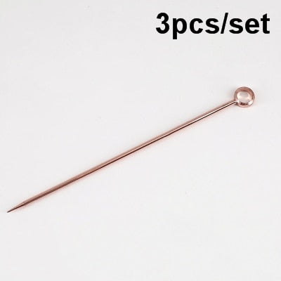 3ps Cocktail Pick Stainless Steel Fruit Sticks Bar Tools Drink Stirring Sticks Martini Picks Party Wedding Accessory