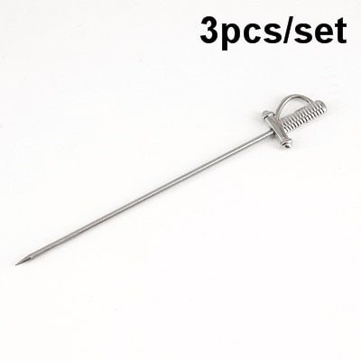3ps Cocktail Pick Stainless Steel Fruit Sticks Bar Tools Drink Stirring Sticks Martini Picks Party Wedding Accessory