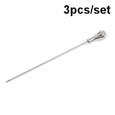 3ps Cocktail Pick Stainless Steel Fruit Sticks Bar Tools Drink Stirring Sticks Martini Picks Party Wedding Accessory