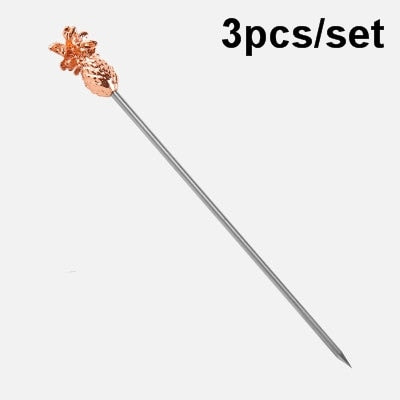 3ps Cocktail Pick Stainless Steel Fruit Sticks Bar Tools Drink Stirring Sticks Martini Picks Party Wedding Accessory