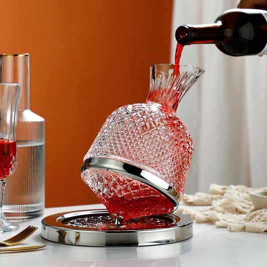 1500ML Crystal Glass 360 Rotating Decanter Top Tumbler High-end Wine Dispenser Mirror Jug Gift Bar Party Decor Art Glassware