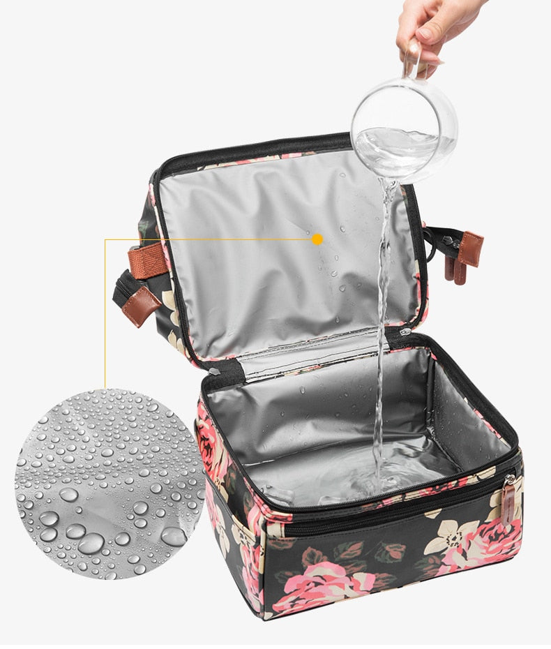 Nylon Picnic Basket Portable Cooler Insulated Box Travel Lunch BBQ Camping Outdoor Picnic Bag Waterproof