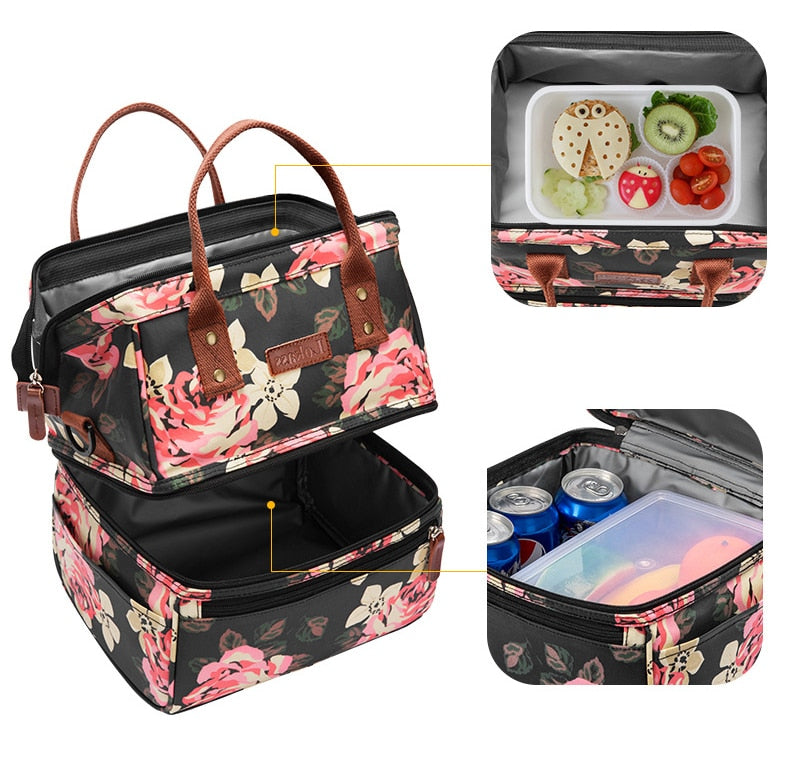 Nylon Picnic Basket Portable Cooler Insulated Box Travel Lunch BBQ Camping Outdoor Picnic Bag Waterproof