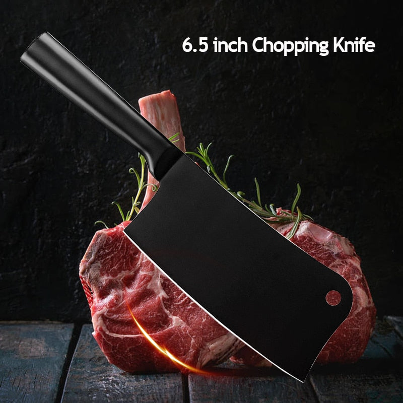 Kichen Knife Set of 4 - Stainless Steel Chef Santoku Utility Chopping Boning Cleaver Knives Meat Fruit Vegetable Household Tools