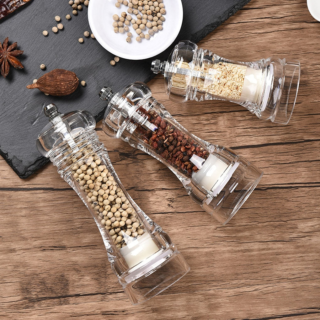 The New Acrylic Grinder Salt Pepper Mill Grinder Manual Pepper Grinder Salt Spices Mill Shaker Transparent Grinding kitchen Tool